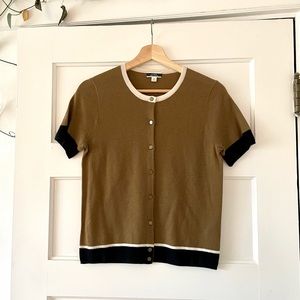 J. Crew Short-Sleeve Cardigan in Featherweight Cashmere